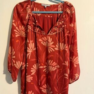 Daniel Rainn Red Floral Blouse